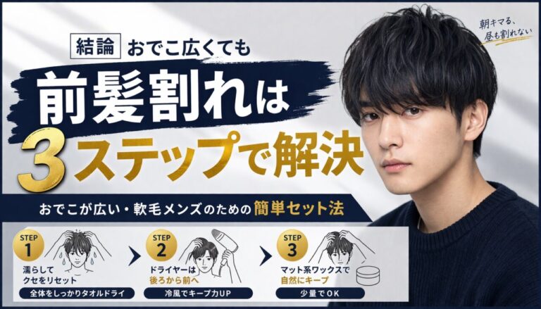 前髪割れセット方法